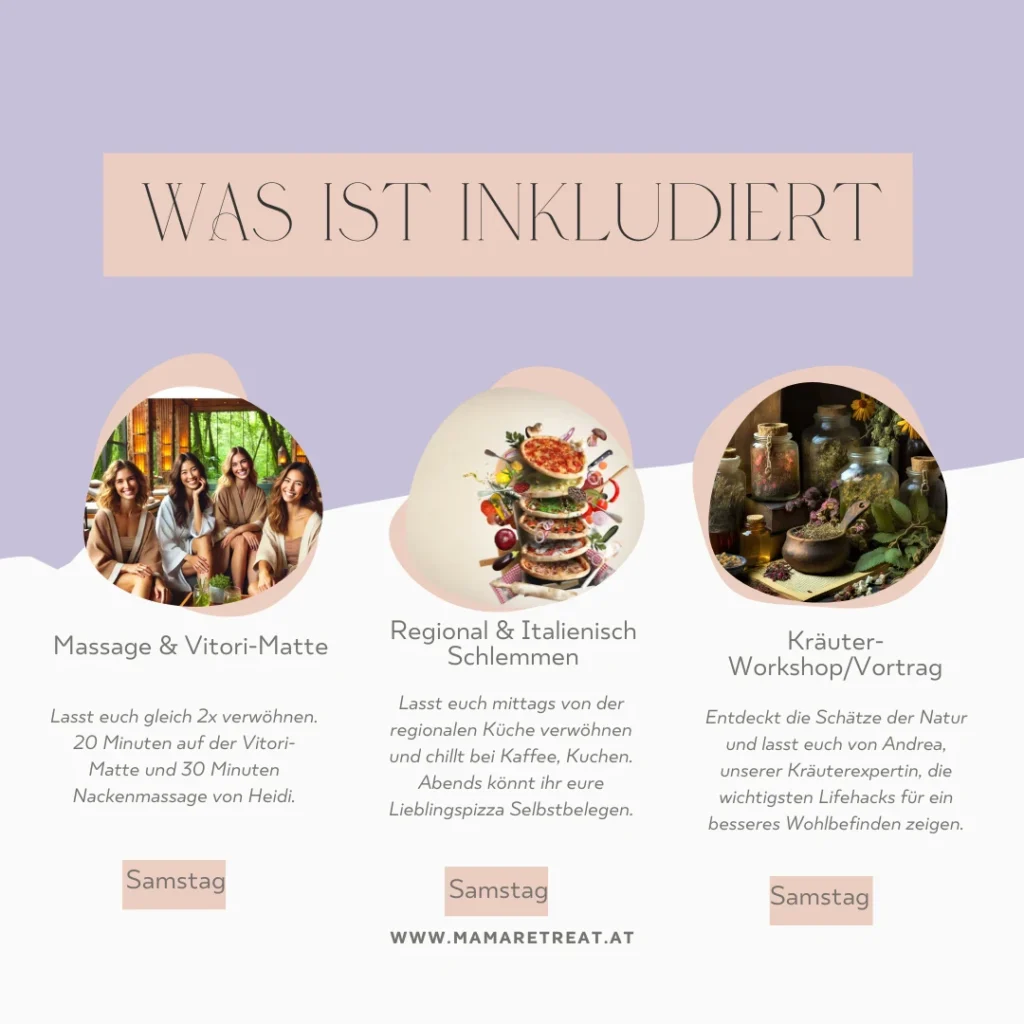 Was ist INKL. SAMSTAG - Mama Retreat by Astrid mama retreat, auszeit, erholung